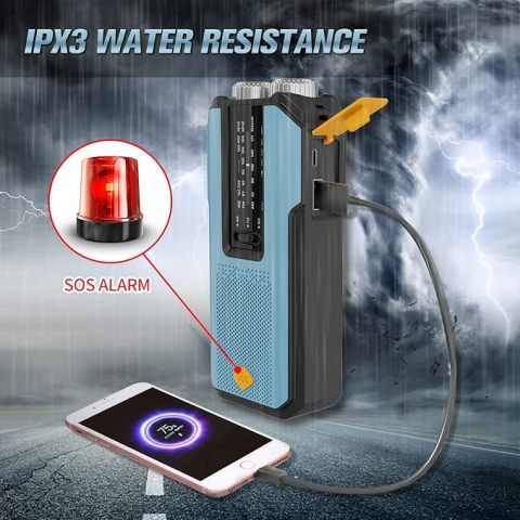 Productafbeelding Noodradio Solar met Handslinger en Powerbank - LED-Zaklamp & SOS-Alarm small 1